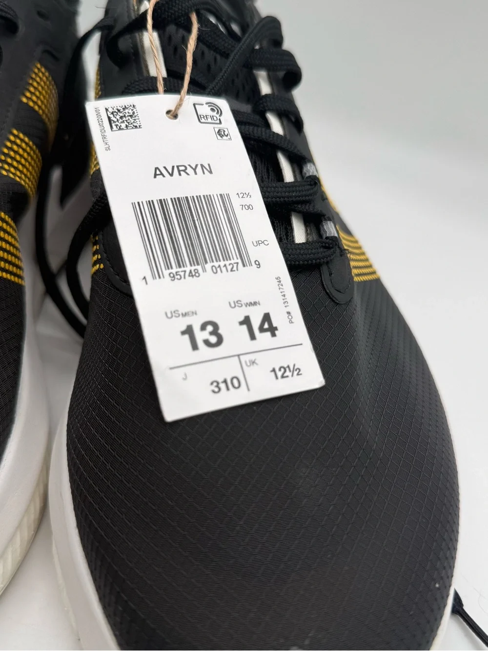 Adidas Men’s Size 13 Women’s 14 Avryn Black Solar Gold Sneakers Shoes New